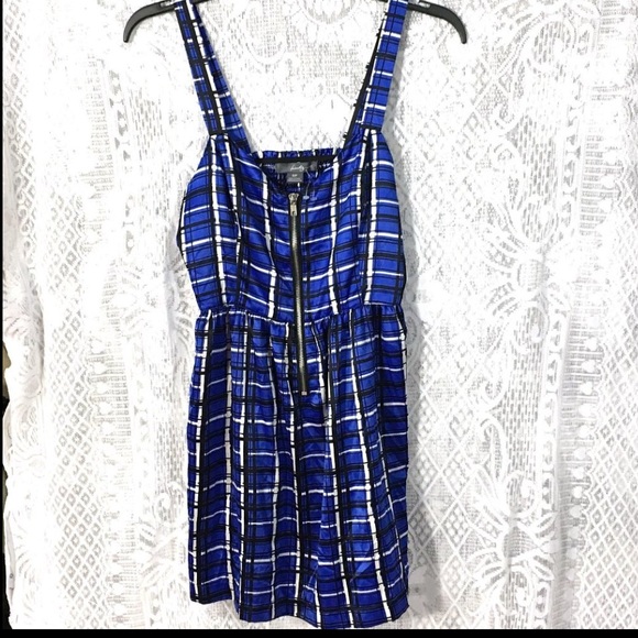 Forever Twenty One 21 Tank Top Blouse Shirt / Mini Dress S Plaid Blue Black - Picture 10 of 10